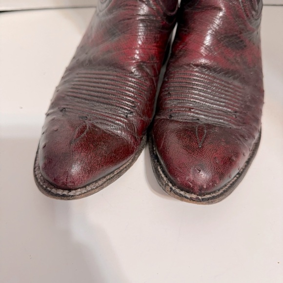 Lucchese Men’s Ostrich Quill Boots Round Toe Cowboy Western Classic Size 9A - Picture 2 of 15